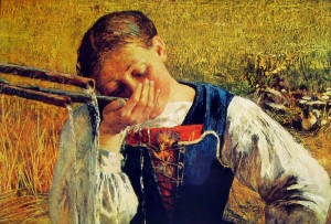 Giovanni Segantini: Costume grigionese, cm 54 x 79 Kusnacht proprietà privata.